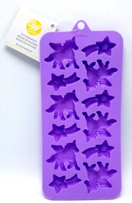 Unicorns & Shooting Stars Silicone Candy Mold Tray12 Cavities Purple by Wilton - Image 1 of 4