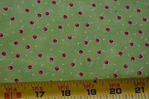 21" Long, Red Cherries on Lime-Green Quilt Cotton, Marcus Brothers/Jarrar, N3876 - Picture 1 of 5