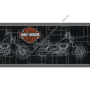 Genuine HARLEY DAVIDSON Motorcycles Bike Black Silver Wallpaper Border 10 FEET - Picture 1 of 4