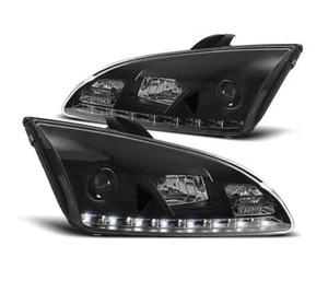 faros para FORD FOCUS II 2004 2005 2006 2007 2008 luz diurna negro LHD - Imagen 1 de 1