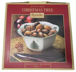 Spode Christmas Tree 7" Hexagonal Nut Bowl Candy Serving Bowl New in Box - Picture 1 of 7