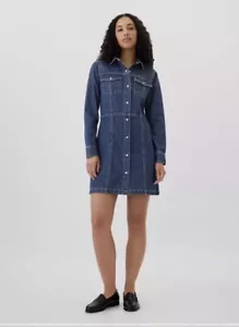 Gap Damen Western Denim Minikleid mit Druckknöpfen Punktkragen Neu mit Etikett Größe S - Bild 1 von 6