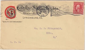 Lynchburg VA flag cl yellow env advt illust 2 sided Cosby Shoe Co 1912 (b250) - Picture 1 of 2