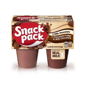 Snack Pack Milk Chocolate and Chocolate Fudge/Milk Chocolate Pudding, 4 Count - Picture 1 of 10