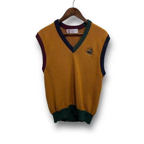 Vintage Slazenger 1994 US Open Oakmont Colorblock Trim Knit Vest Yellow Large Cover
