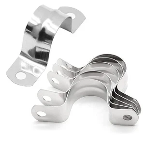 50 Pcs 1 Inch Two Hole Pipe Strap U Bracket Stainless Steel Conduit Pipe Clamps - Picture 1 of 7