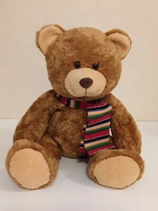 Aurora Plush Soft/Beanie Teddy Bear - Colourful Soft Scarf - 11 Inches Sitting - Picture 1 of 11