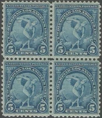 Block of 4 stamps - Scott 719 - 5 cent - Xth Olympiad LA - Discus - 1932 - MNH - Image 1 of 1