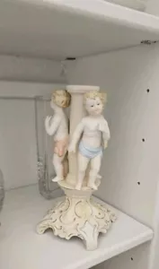 Vintage Kelvins Japan 3 Cherub Angel Porcelain Candlestick Christmas capodimonte - Picture 1 of 11