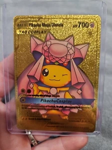 Pikachu Mega Diancie Gold Foil Fan Art Vinyl Textured Collector Pokemon Card - Picture 1 of 5