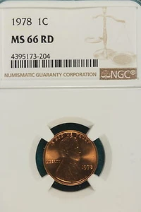 1978 P NGC MS66 RED Lincoln Memorial Cent!!  #A5998 - Picture 1 of 2