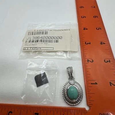 Colgante potenciador Judith Ripka de plata de ley ovalado verde turquesa y circonita cúbica Foto 1 de 4