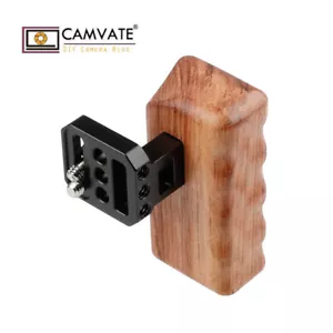 CAMVATE Left Wooded Handle Handgrip w/1/4"-20 Screw Mount for Camera Video Cage - Picture 1 of 7