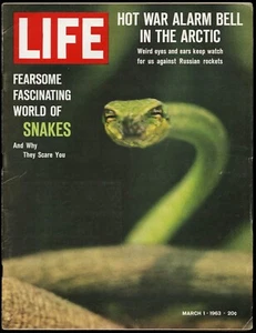 MARCH 1 1963 LIFE MAGAZINE, WORLD OF SNAKES, RUSSIAN ROCKETS IN THE ARCTIC - Picture 1 of 1