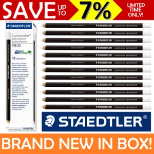 12x WHITE NEW IN BOX Staedtler Glasochrom Chinagraph Lumocolor Permanent Pencil - Picture 1 of 2
