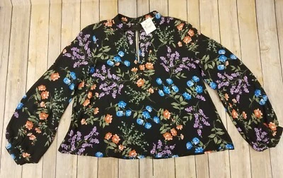 Blusa Top LUSH Mujer Talla XS Floral Mangas Largas Cuello en V Informal Negra NUEVA B15 Foto 1 de 4