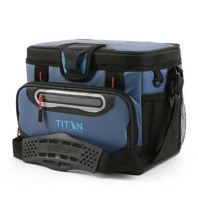 Enfriador lateral suave sin cremallera Titan by Zone 12 latas 10 qt, azul océano Foto 1 de 4
