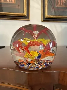 Vintage Art Glass Flower Paperweight, Large 4” Diameter - Picture 1 of 5