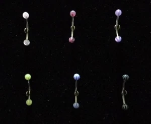 NEW Stainless Steel Stripe Ball Curved Eyebrow Stud Bars Body Piercing 16mm B20 - Picture 1 of 1