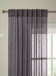 John Lewis Sheer Curtain Panel 145x230cm Linen Steel Grey Wash Slot Top/Tape NEW - Foto 1 di 4