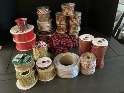 Lot of 30 Assorted Brands Christmas & Other Holiday Ribbon - Image 1 of 4