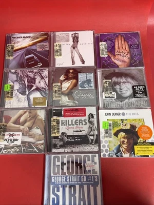 Lot of 10 New Sealed CDs Pop Rock Country Mix Nickelback Aguilera Killers Denver Foto 1 de 4