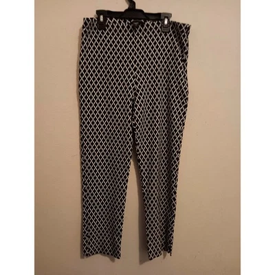 Karen Kane pants, Women's size L black & white diamond pattern, EUC  - Image 1 of 4