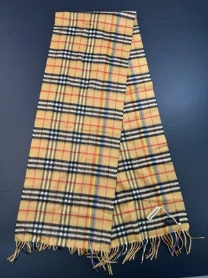 Bufanda Burberry para mujer 100 % cachemir a cuadros con logotipo 168x30 cm marrón NUEVA NUNCA USADA Foto 1 de 4
