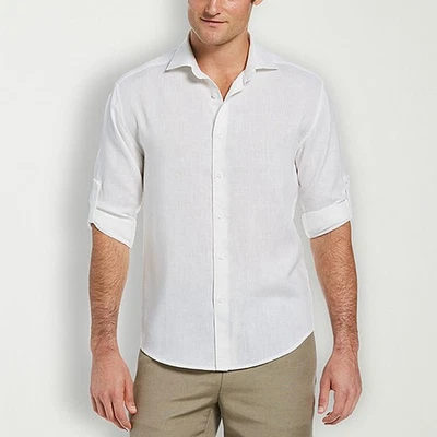 Cubavera Men's Linen Blend Travelselect Rolled Long Sleeve Shirt White M NWT $90 - Image 1 of 3