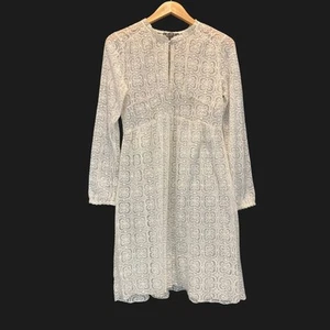 POL Ivory Crochet Lace Midi Dress S | Boho Bridal Cottagecore Festival - Picture 1 of 6