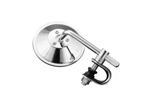 Short Stem Chrome Clamp-On 4" Round Mirror Chopper Scooter Retro Jammer - Picture 1 of 3