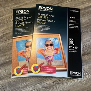 NEW! Epson S041156 Glossy Photo Paper, 11" x 17" (2 Packs of 20 Sheets/40 Total) - Picture 1 of 5