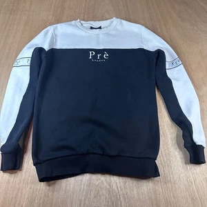 Pré London Sweatshirt XS Black White Colorblock Logo Crewneck Pullover - Picture 1 of 5