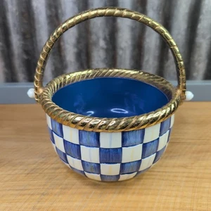 MacKenzie Cesto Pasquale Grande Bambino Royal Check Tondo Resina Manico Oro 10" - Foto 1 di 16