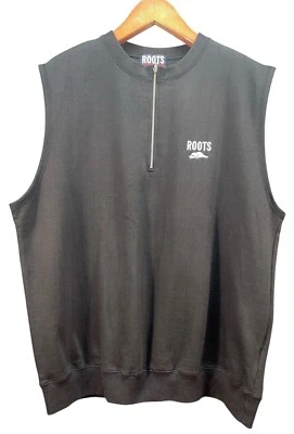 Chaleco Roots Hombre L/XL 1/4 Cremallera Peso Ligero 100% Algodón Marrón Foto 1 de 4