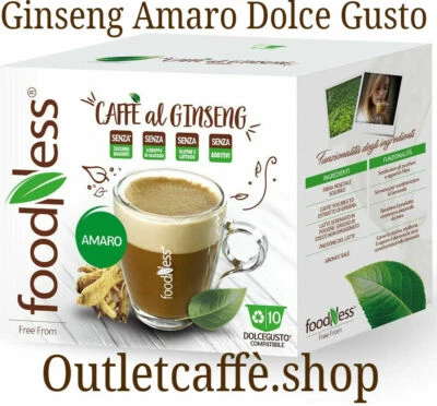 FoodNess 60 Capsule Caffè Al GINSENG AMARO Compatibili DOLCE GUSTO Senza Glutine