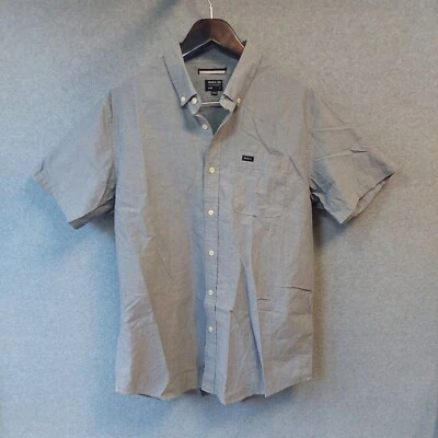 Camisa RVCA Azul Gris Calce Ajustado Bolsillo Talla L Manga Larga Logo Para Hombre Botón Foto 1 de 4