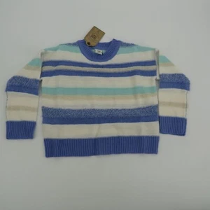 True Craft Girl's Striped Crewneck Sweater Blue & White Large NWT $34 - Picture 1 of 3
