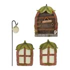Miniature Vintage Wooden Door and Window Set for DIY Dollhouse Decoration-MI