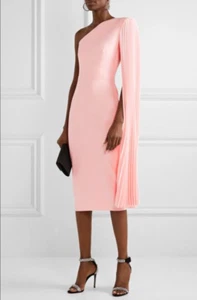 Alex Perry Dress Lorin Powder Pink Crepe One Shoulder Size AU 6 US 2 BNWT - Picture 1 of 11