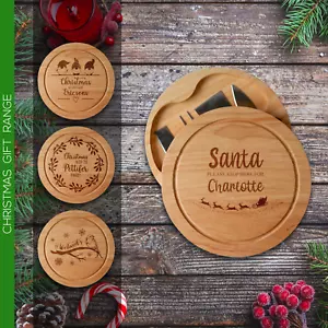 Personalisiertes Käsebrett graviert Weihnachtskäseset festliches Weihnachtsgeschenkset - Bild 1 von 10