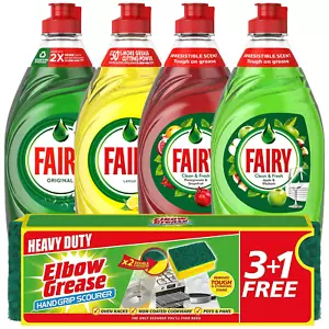 Fairy Washing Up Liquid Kitchen Scourer Dish Grease Cleaner Mix Bundle Set 320ml - Picture 1 of 9