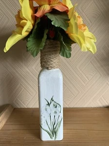 Snowdrop Vase /candle Holder Handcrafted Decoupaged flower glass - Picture 1 of 5