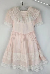 Vintage Jessica McClintok Gunne Sax Girls Dress Pink Lace Sz 6 Made in USA - Picture 1 of 12