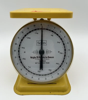 Винтажные желтые кухонные настольные весы Sears модель 1906 - Изображение 1 из 4