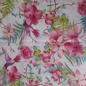 Öko-Tex Baumwollstoff 50 x 160 cm Blume + Vogel - Bild 1 von 1