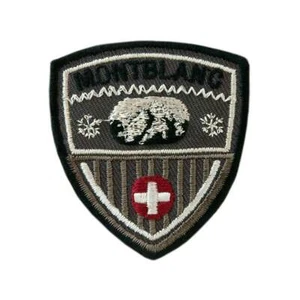 Aufbügler  Patch Montblanc Wappen grau mit Schweizer Kreuz Aufnäher NEU  - Picture 1 of 2