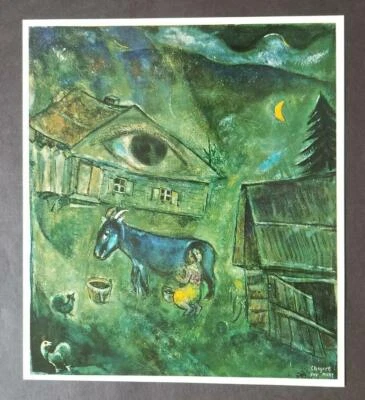 Litografía offset montada Marc Chagall La casa con ojos verdes 1969 edición limitada Foto 1 de 3