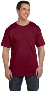 Mens Hanes Beefy-T Pocket T-Shirt Cotton Cardinal Red 519Y Size Small S NEW NWT - Picture 1 of 5