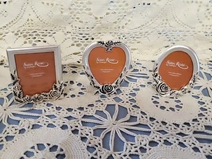 Satin Rose By Godinger Set Of Mini Silver Plate Frames 3pc In Box - Picture 1 of 11